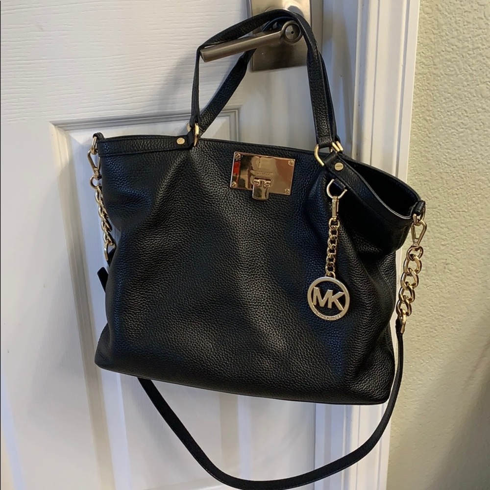 Michael Kors Channing Black Leather Large Tote